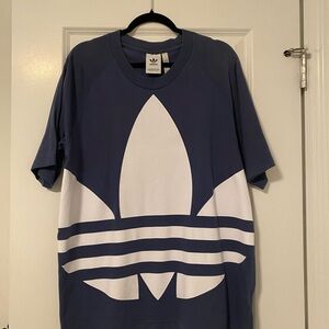 adidas Navy Short Sleeve Tee with Large White Trefoil (oversized)
